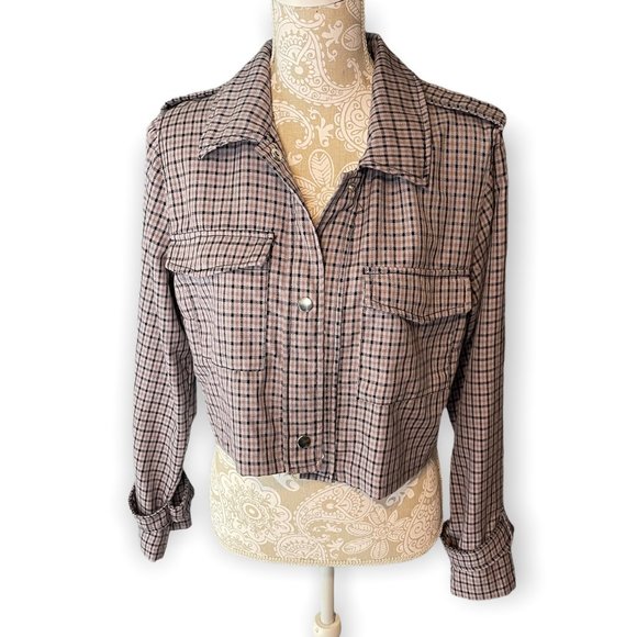 Wild Fable Light Jacket in purple and black plaid style colors in a size large. - Picture 1 of 8